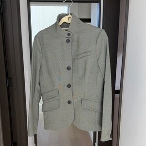 rag & bone Slade Gray Glen Plaid Stand-Collar Blazer